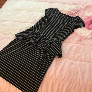 Peplum dress- black and grey stripes